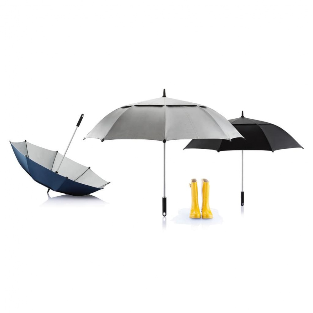 Logo trade business gift photo of: 1. Hurricane storm umbrella, black