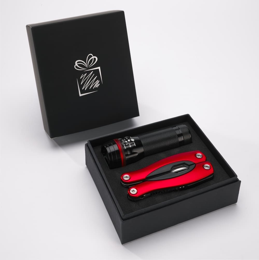 Logotrade advertising product image of: Gift set Colorado II - torch & large multitool, red