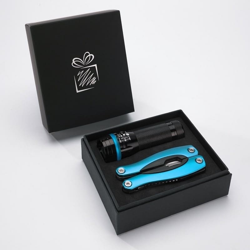 Logotrade promotional item picture of: Gift set Colorado II - torch & large multitool, turquoise