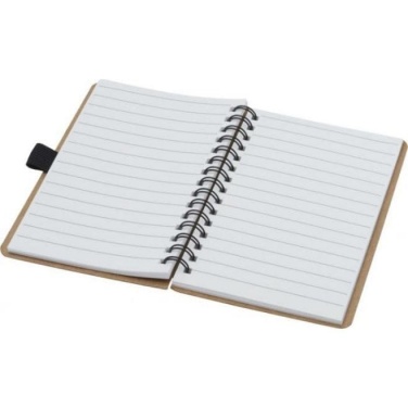 Logo trade promotional items picture of: Cobble A6 wire-o recycled cardboard notebook, beige
