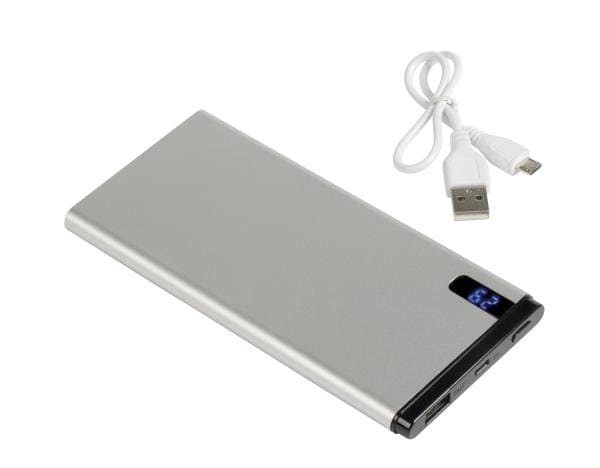 Logo trade promotional merchandise picture of: Powerbank INDICATOR 10000 mAh, silver