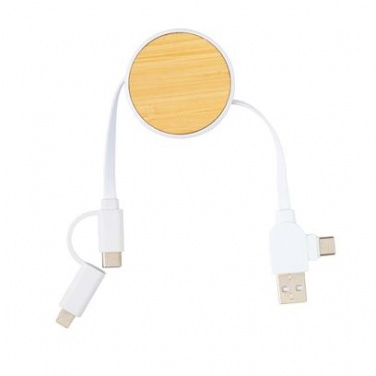 Logo trade promotional merchandise photo of: Ontario 6-in-1 retractable cable, white