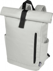 Logo trade promotional merchandise image of: Cool Byron 15.6" GRS RPET roll-top backpack 18L - Light grey