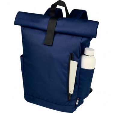Logo trade business gifts image of: Cool Byron 15.6" roll-top backpack 18L, dark blue