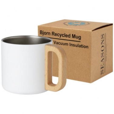 Logotrade promotional merchandise image of: Bjorn 360 ml RCS certified recycled stainless steel mug, white
