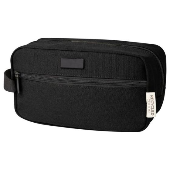 Logo trade business gifts image of: Joey GRS recycled canvas travel accessory pouch bag 3,5 l, black