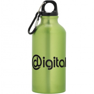 Logo trade promotional merchandise photo of: Oregon 400 ml aluminium water bottle with carabiner