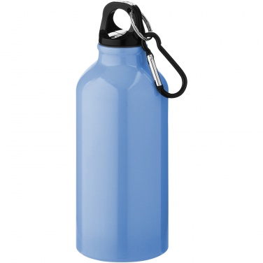 Logo trade promotional items image of: Oregon 400 ml aluminium water bottle with carabiner