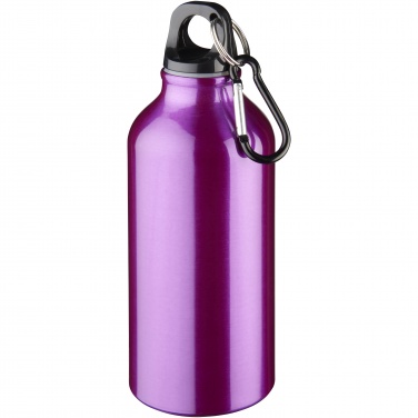 Logo trade promotional items image of: Oregon 400 ml aluminium water bottle with carabiner