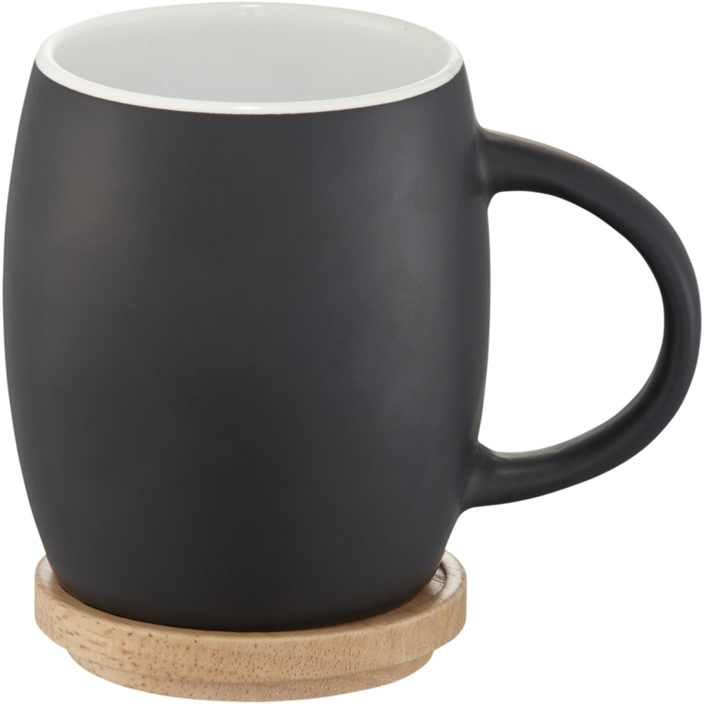 Logotrade promotional giveaway image of: Hearth 400 ml ceramic mug with wooden coaster