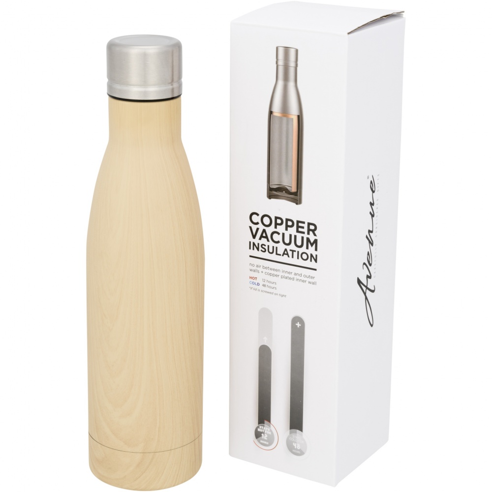 Logotrade business gift image of: Vasa 500 ml wood-look copper vacuum insulated bottle