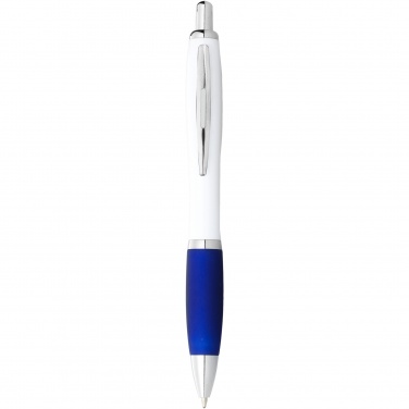 Logo trade corporate gifts image of: Nash ballpoint pen with white barrel and coloured grip