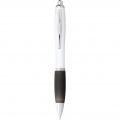 Nash ballpoint pen with white barrel and coloured grip, White / Solid black