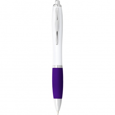 Logo trade advertising products picture of: Nash ballpoint pen with white barrel and coloured grip