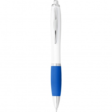 Logo trade promotional giveaways picture of: Nash ballpoint pen with white barrel and coloured grip