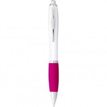 Logo trade advertising product photo of: Nash ballpoint pen with white barrel and coloured grip