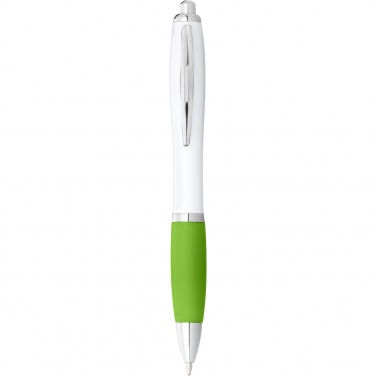 Logo trade promotional item photo of: Nash ballpoint pen with white barrel and coloured grip