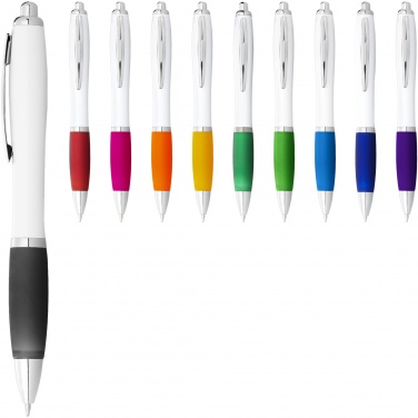 Logo trade promotional giveaways picture of: Nash ballpoint pen white barrel and coloured grip