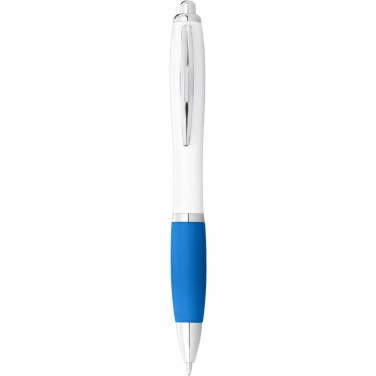 Logo trade corporate gifts picture of: Nash ballpoint pen white barrel and coloured grip