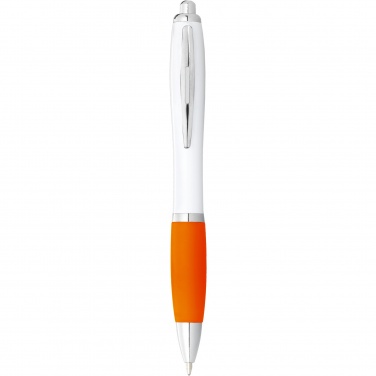 Logotrade promotional giveaway image of: Nash ballpoint pen white barrel and coloured grip