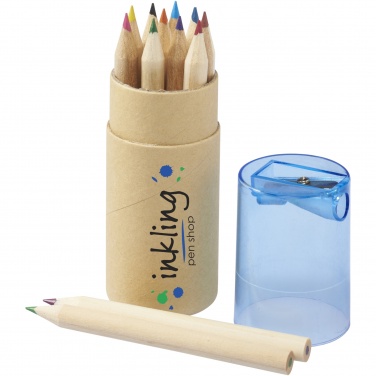 Logo trade promotional product photo of: Hef 12-piece coloured pencil set with sharpener