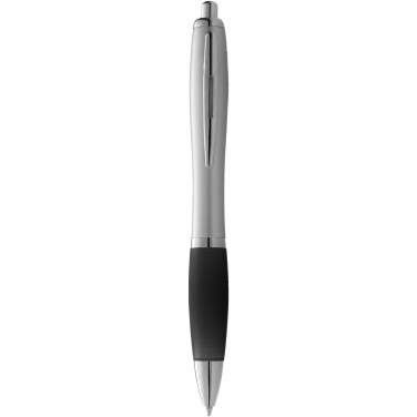 Logo trade promotional gifts image of: Nash ballpoint pen silver barrel and coloured grip