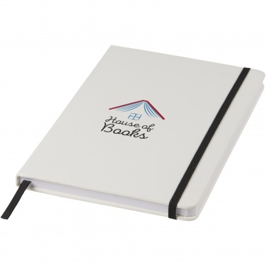 Logo trade promotional gifts picture of: Spectrum A5 white notebook with coloured strap