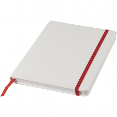 Logo trade promotional gift photo of: Spectrum A5 white notebook with coloured strap