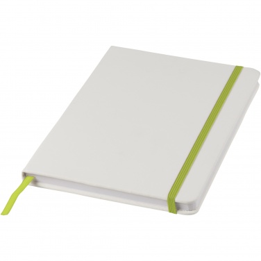 Logo trade promotional giveaway photo of: Spectrum A5 white notebook with coloured strap