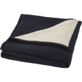 Springwood soft fleece and sherpa plaid blanket, Navy / Off white