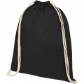 Oregon 100 g/m² cotton drawstring bag 5L, Solid black