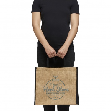 Logo trade promotional giveaways picture of: Harry coloured edge jute tote bag 25L