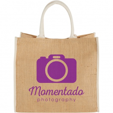 Logo trade corporate gifts picture of: Harry coloured edge jute tote bag 25L