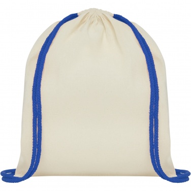 Logotrade promotional giveaway picture of: Oregon 100 g/m² cotton drawstring bag with coloured cords 5L