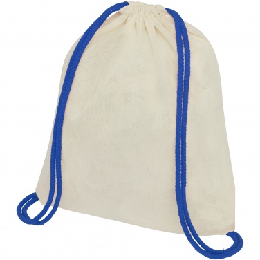 Logotrade advertising product image of: Oregon 100 g/m² cotton drawstring bag with coloured cords 5L