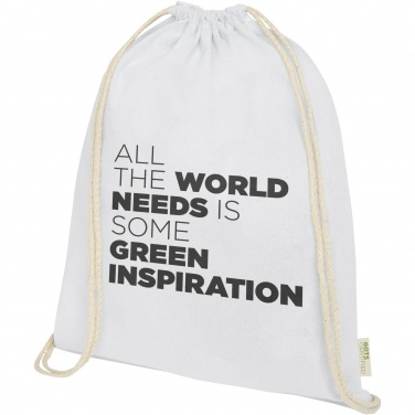 Logotrade corporate gift picture of: Orissa 100 g/m² organic cotton drawstring bag 5L