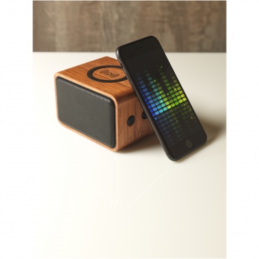 Logo trade promotional products image of: Wooden 3W speaker with wireless charging pad