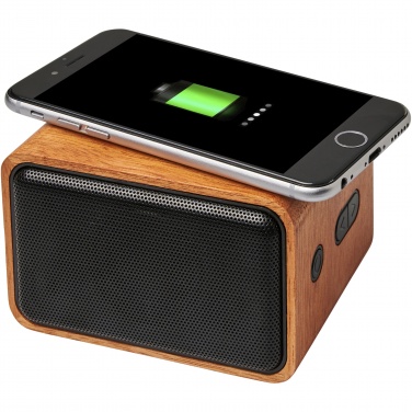 Logo trade promotional merchandise picture of: Wooden 3W speaker with wireless charging pad