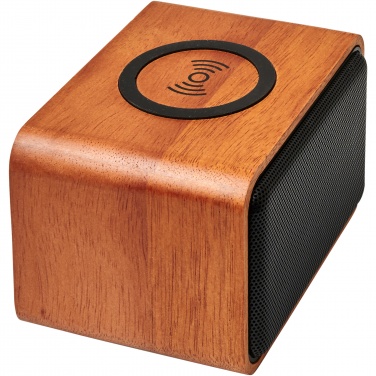 Logo trade promotional item photo of: Wooden 3W speaker with wireless charging pad