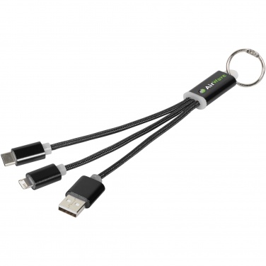 Logo trade promotional merchandise image of: Metal 3-in-1 charging cable with keychain