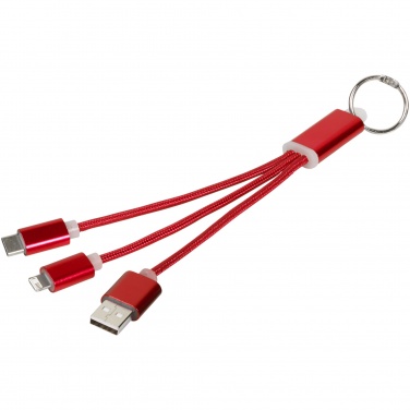 Logo trade promotional giveaways picture of: Metal 3-in-1 charging cable with keychain