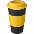 Americano® 350 ml insulated tumbler with grip, Solid black / Yellow