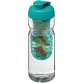 H2O Active® Base 650 ml flip lid sport bottle & infuser, Transparent / Aqua blue