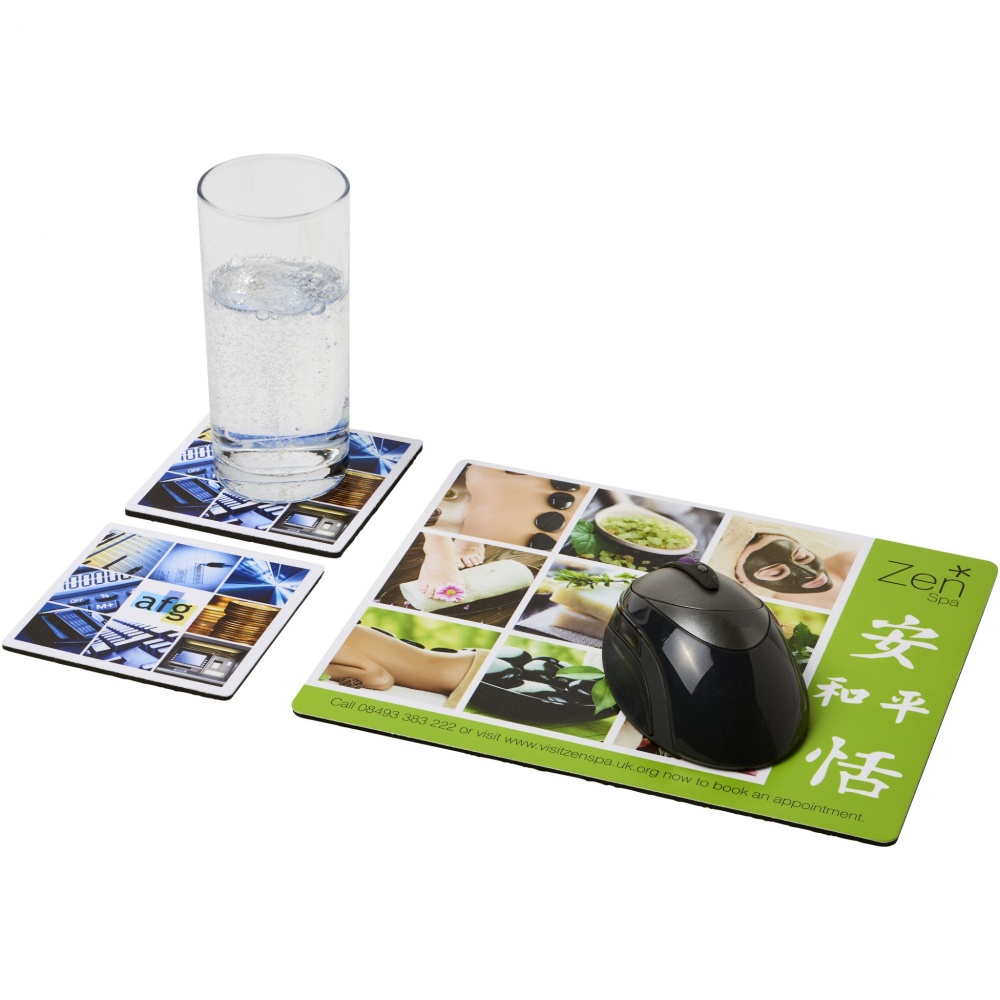 Logo trade promotional giveaways image of: Q-Mat® mouse mat and coaster set combo 3