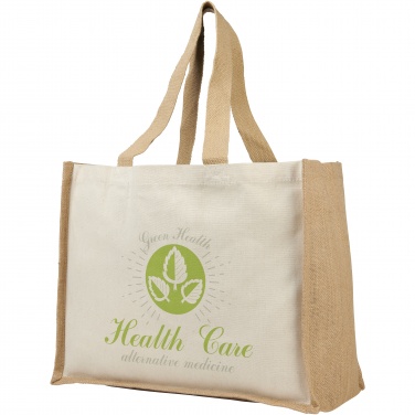 Logo trade corporate gift photo of: Varai 320 g/m² canvas and jute shopping tote bag 23L