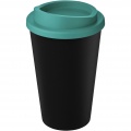 Americano® Eco 350 ml recycled tumbler, Solid black / Aqua blue