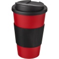 Americano® 350 ml tumbler with grip & spill-proof lid, Red / Solid black