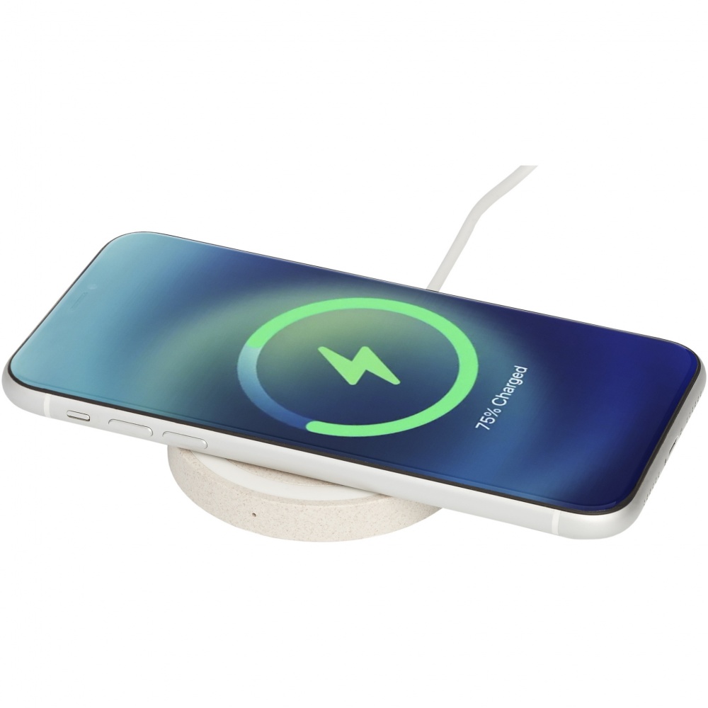 Logo trade promotional giveaways picture of: Naka 5W wheat straw wireless charging pad