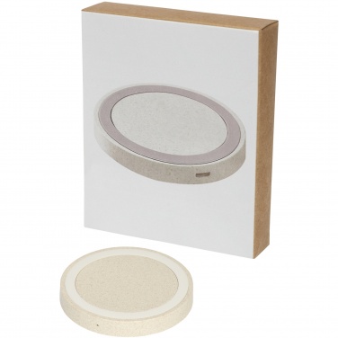 Logo trade promotional merchandise photo of: Naka 5W wheat straw wireless charging pad