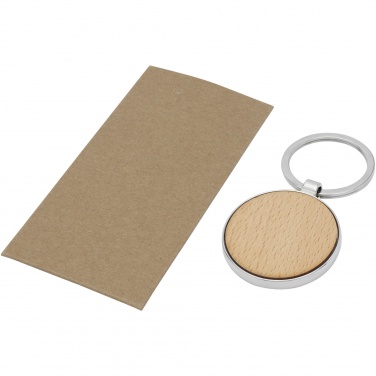 Logo trade business gift photo of: Moreno beech wood round keychain